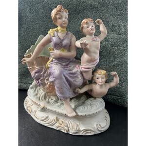 Porcelain Figurine Woman Cherubs at Sea MCM Andrea by Sadek